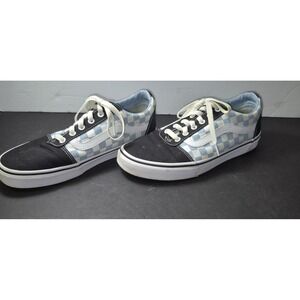 Vans Ward women's black with blue/white checkboard sneakers sz 10 in box